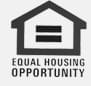 A black and white image of an equal housing opportunity logo.